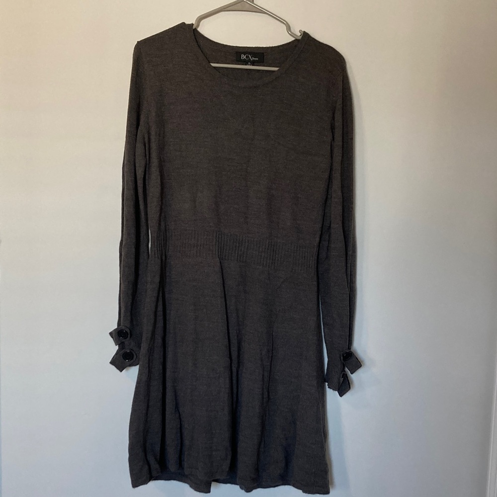BCX Women's Charcoal Long Sleeve Dress